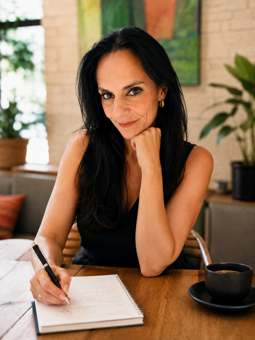 Vivian Kelly Tolezano escrevendo no consultório
